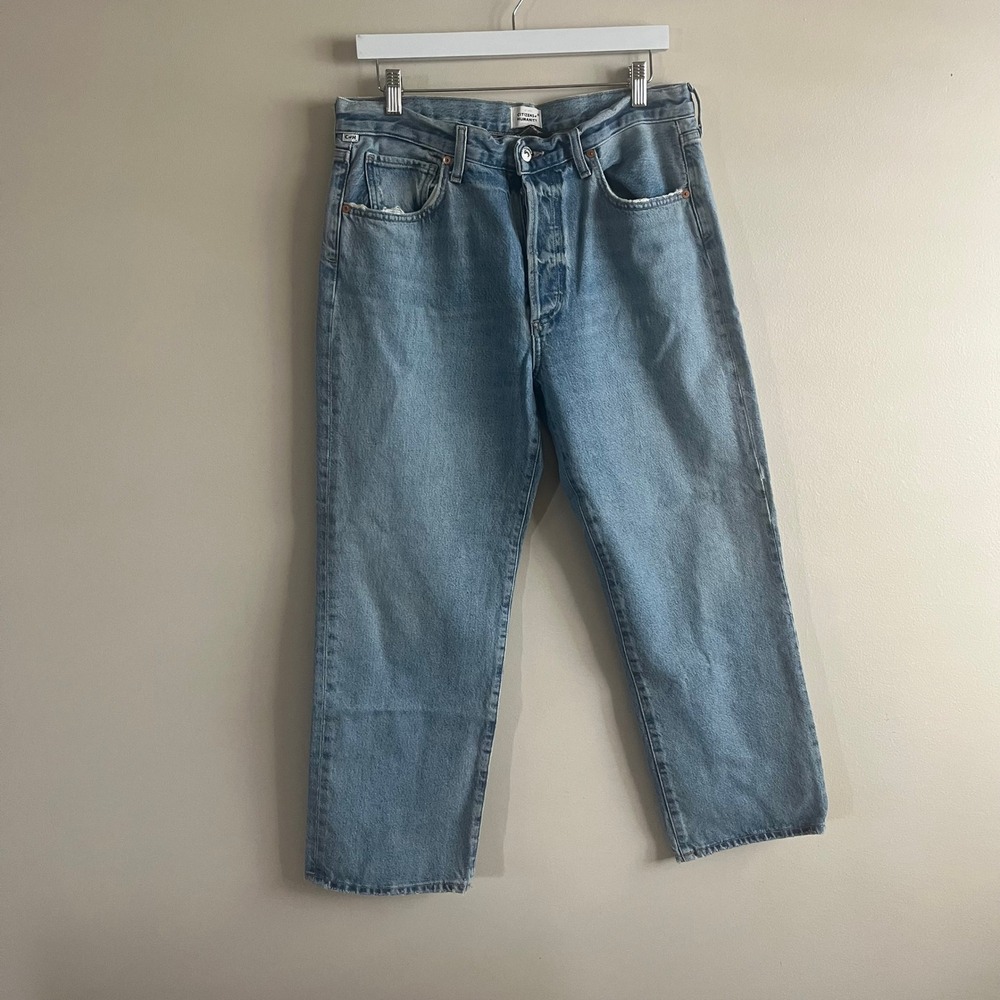 Citizens of Humanity Emery Crop Relaxed Straight Jeans Size 30 Light High Rise